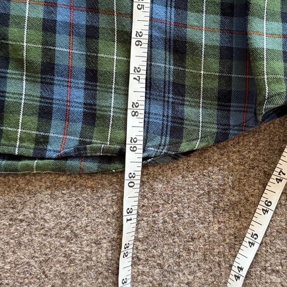 LL Bean Men’s L Casual Button Up Shirt Blue Green Plaid Long Sleeve 100% Cotton - Picture 11 of 13